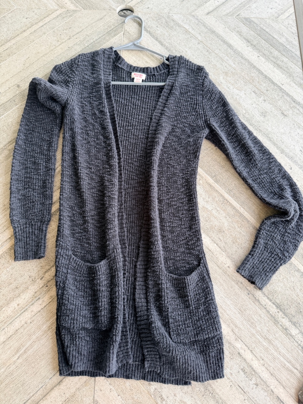 Cozy Women's Black Open-Front Ribbed Sweater Cardigan